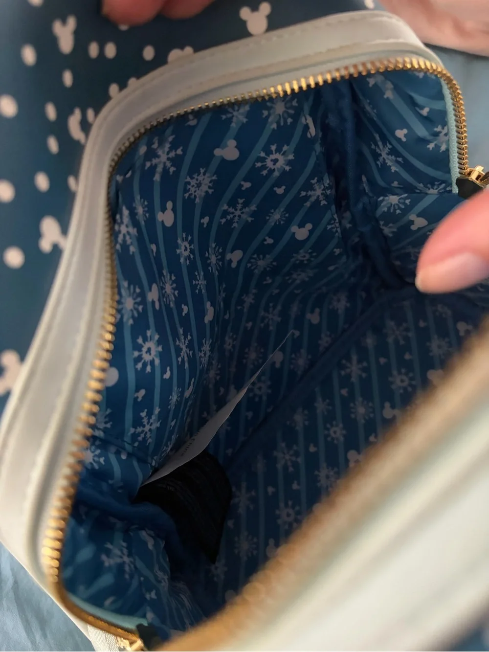 Loungefly Navy & White Minnie and Mickey Snowman Mini Backpack
